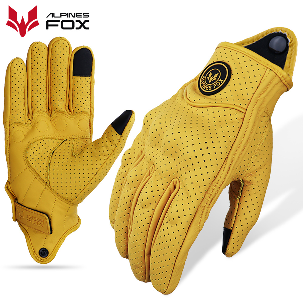 Motorcycle Gear Fox - Breathable Motorcycle Gloves Genuine Leather Perforated