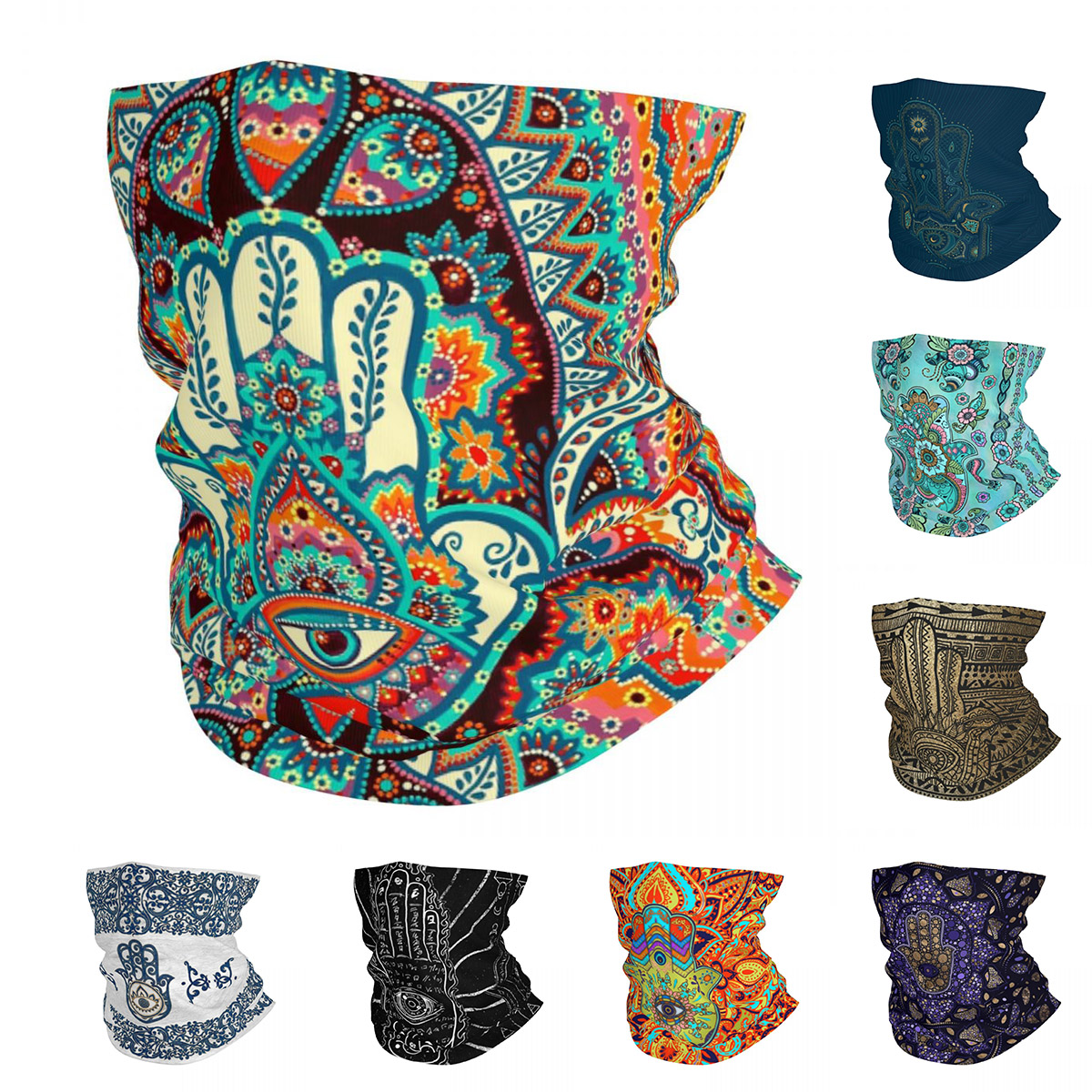 Neck Warmer Balaclava - Hamsa Hand Bohemian Bandana Neck Gaiter