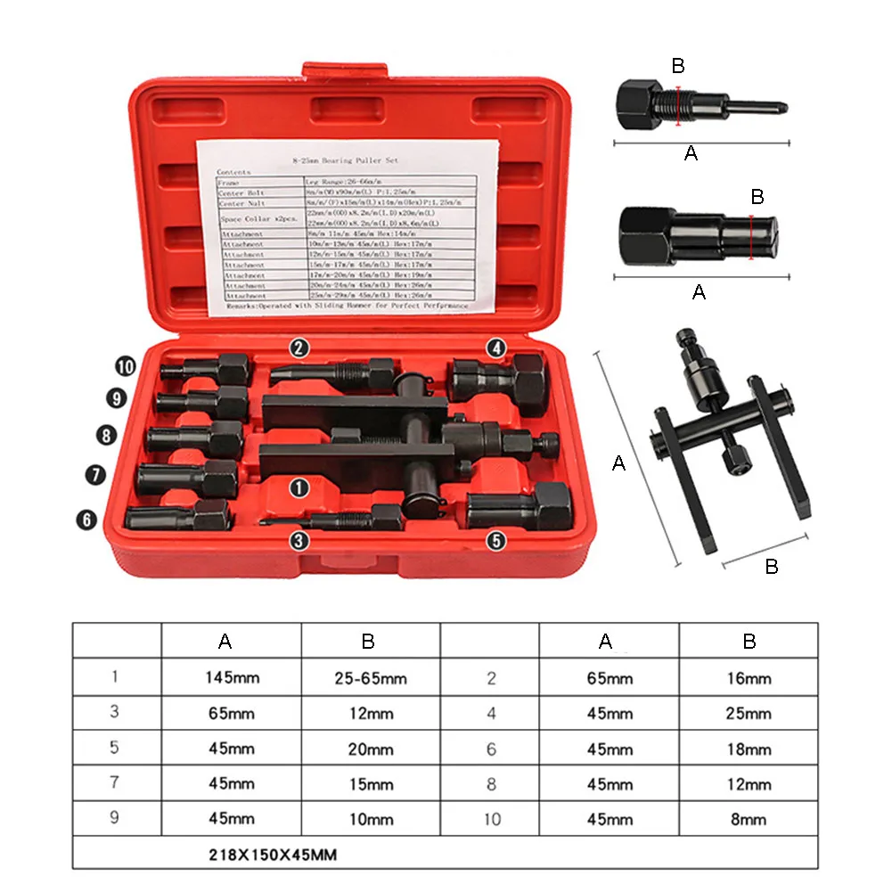 10pcs Bearing Puller Set Two-J - огляд і ціна Motorcycle Gear Auto