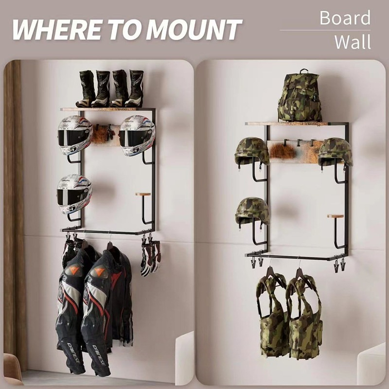 Wooden Wall Mounted Helmet Hol - огляд і ціна Motorcycle Gear Display Rack