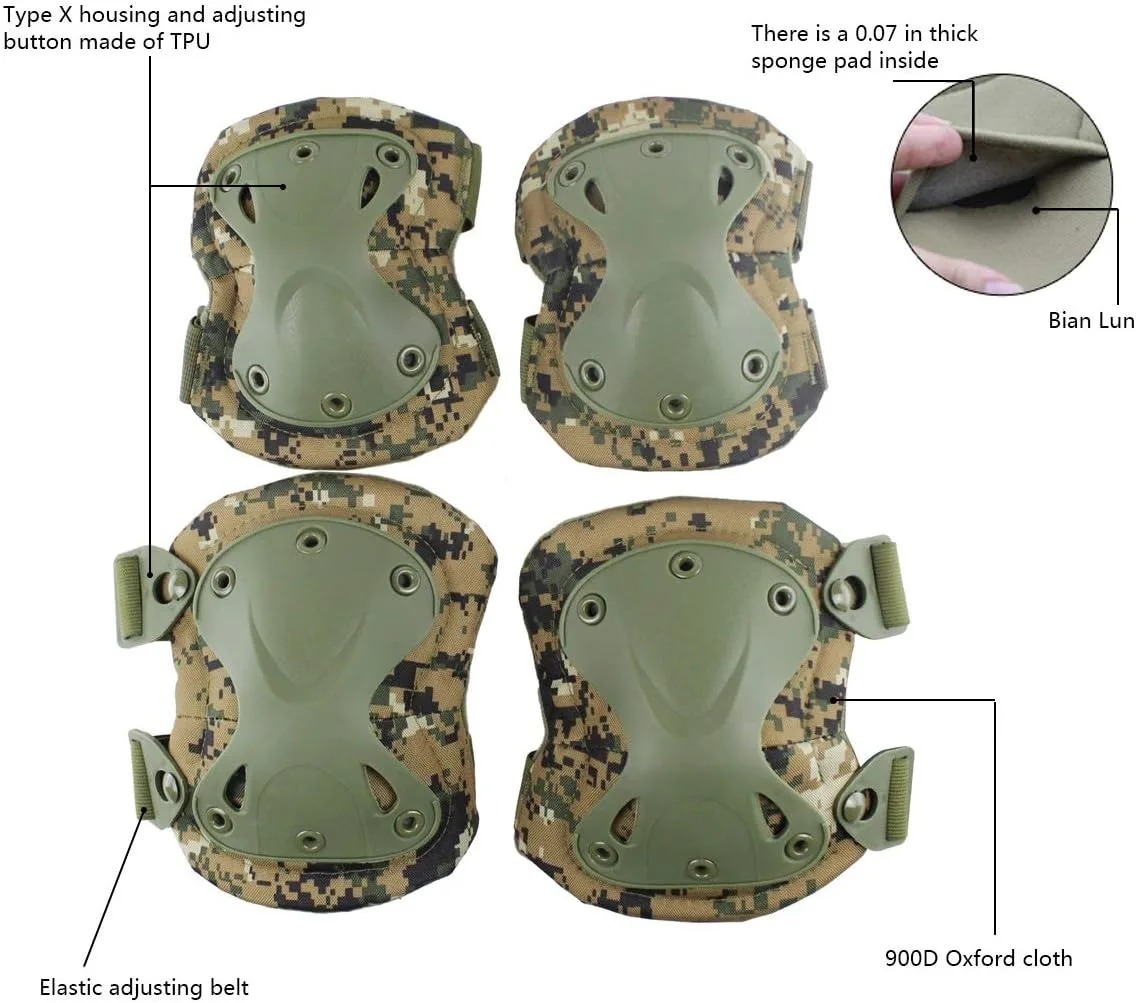 4PCS Tactical Knee Elbow Pads, - огляд і ціна Knee Guard Hard