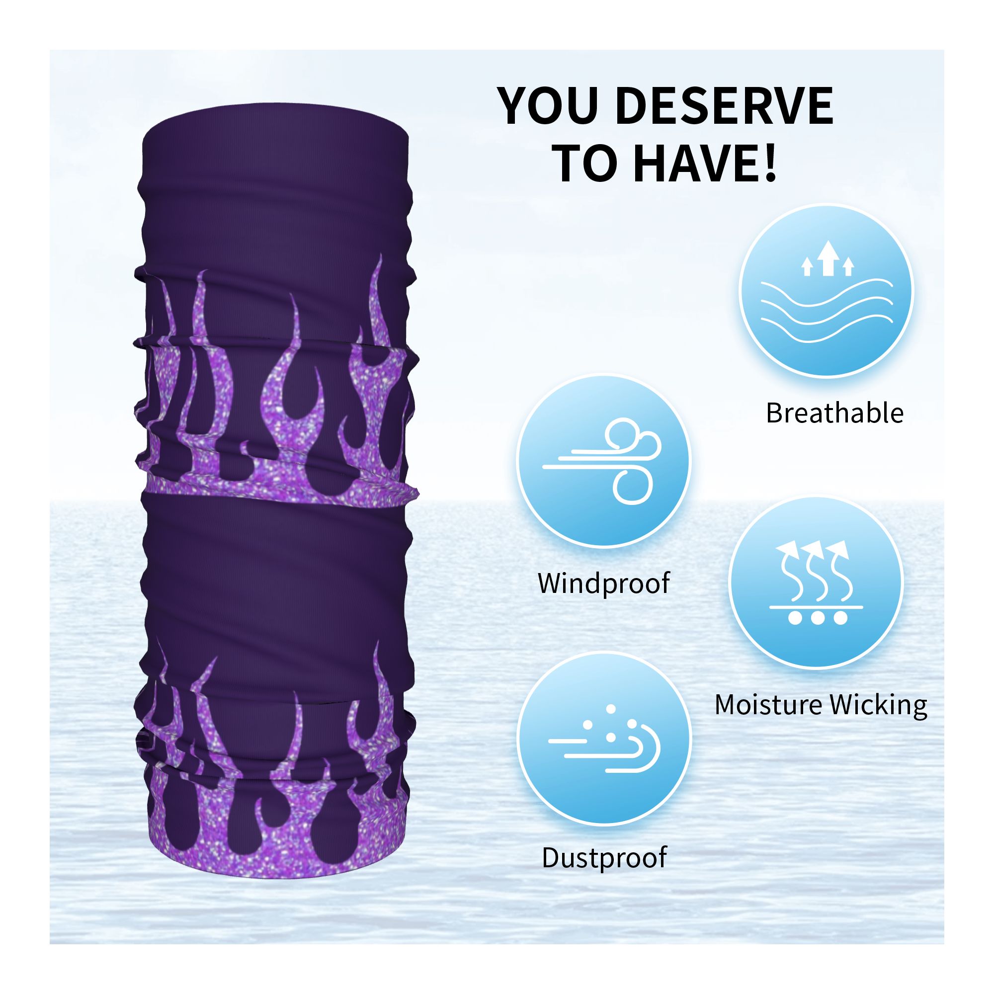 Custom Purple Glitter Flames B - огляд і ціна Neck Warmer Balaclava
