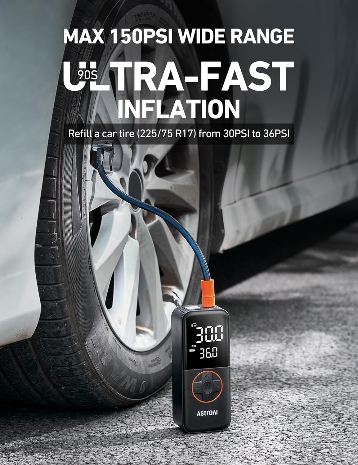 Portable Air Compressor 150PSI - огляд і ціна Tyre Pressure Gauge