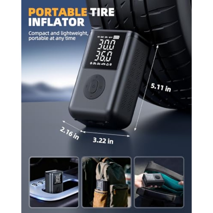 Tire Inflator Portable Air Com - огляд і ціна Tyre Pressure Gauge