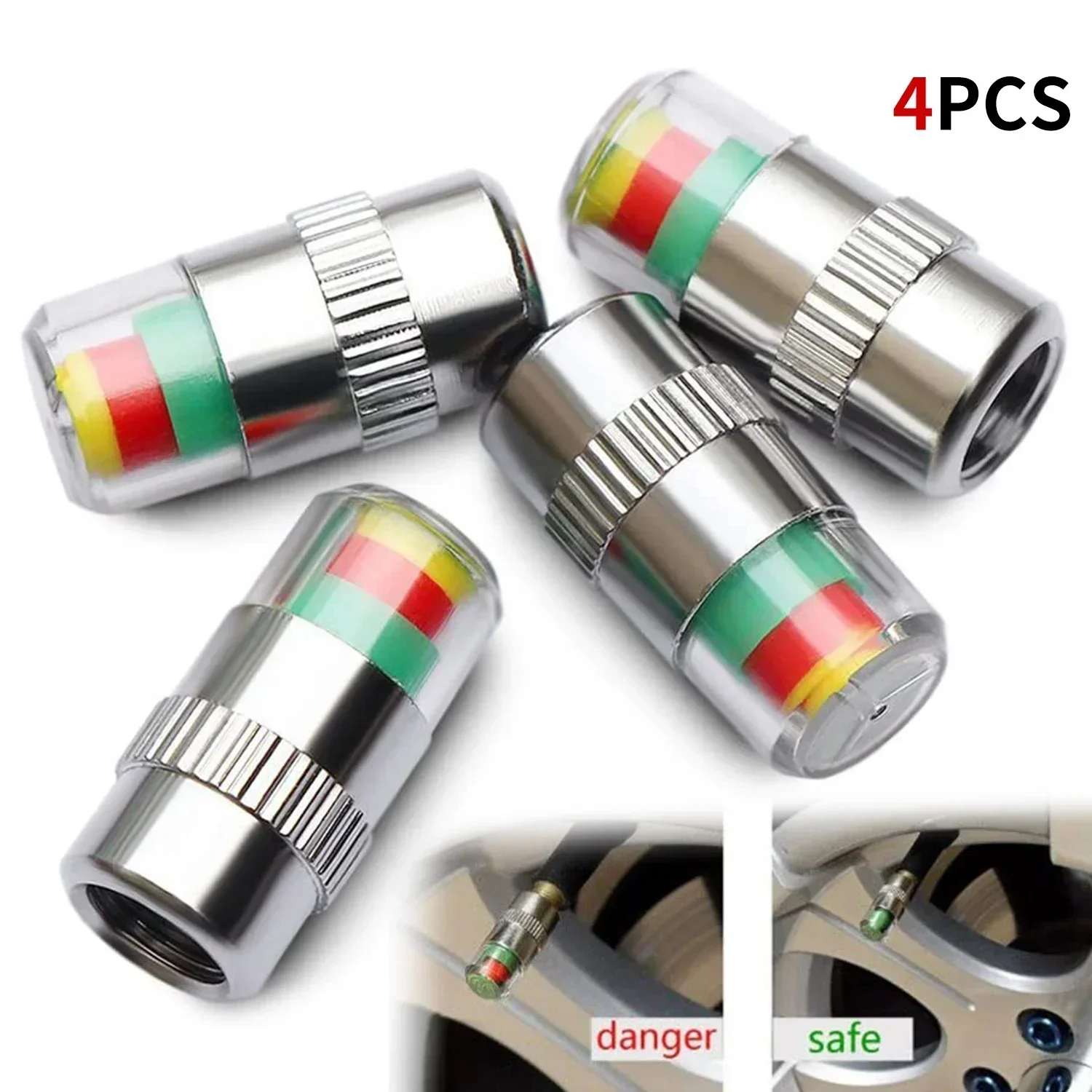4/8PCS Car Tire Valve Caps wit - огляд і ціна Tyre Pressure Gauge