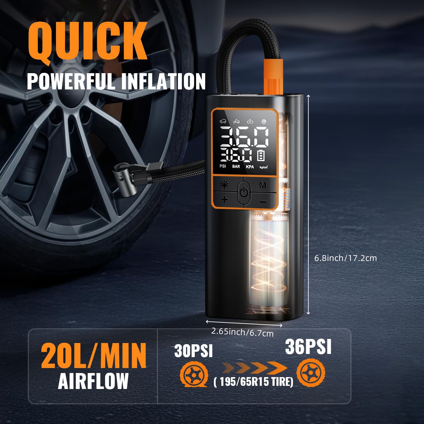 Tire Inflator Portable Air Com - огляд і ціна Tyre Pressure Gauge