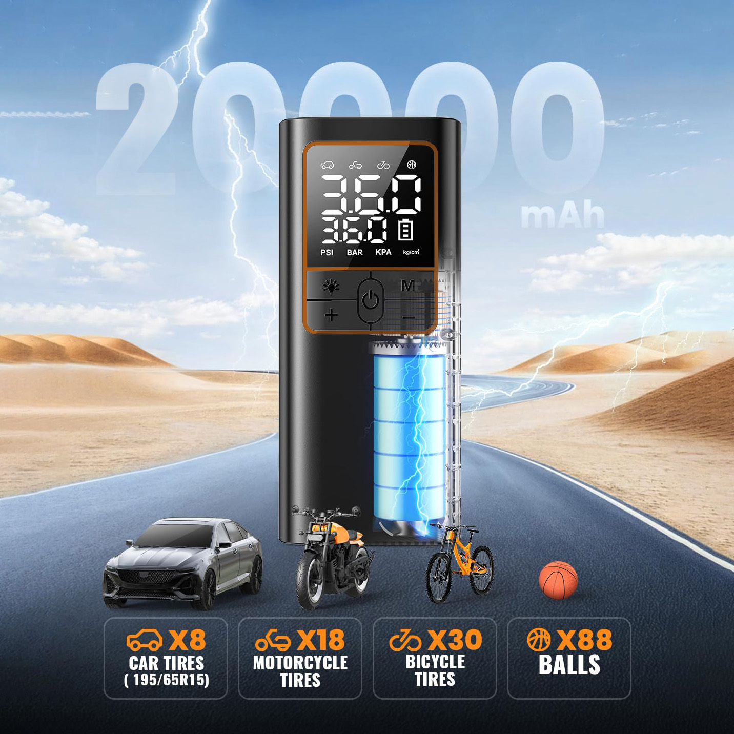 Tire Inflator Portable Air Com - огляд і ціна Tyre Pressure Gauge